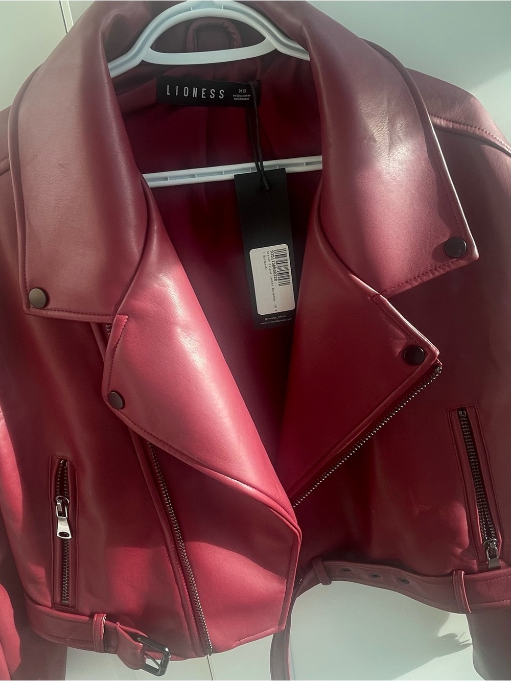 Lioness Burgundy Faux Leather Moto Jacket